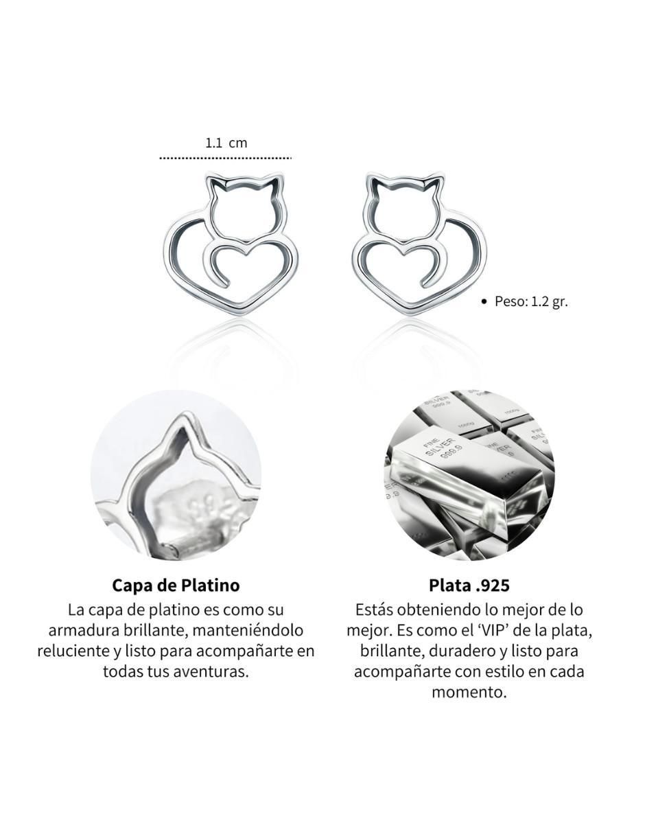Broqueles de gato pets de plata P 925 con acabado pulido 4