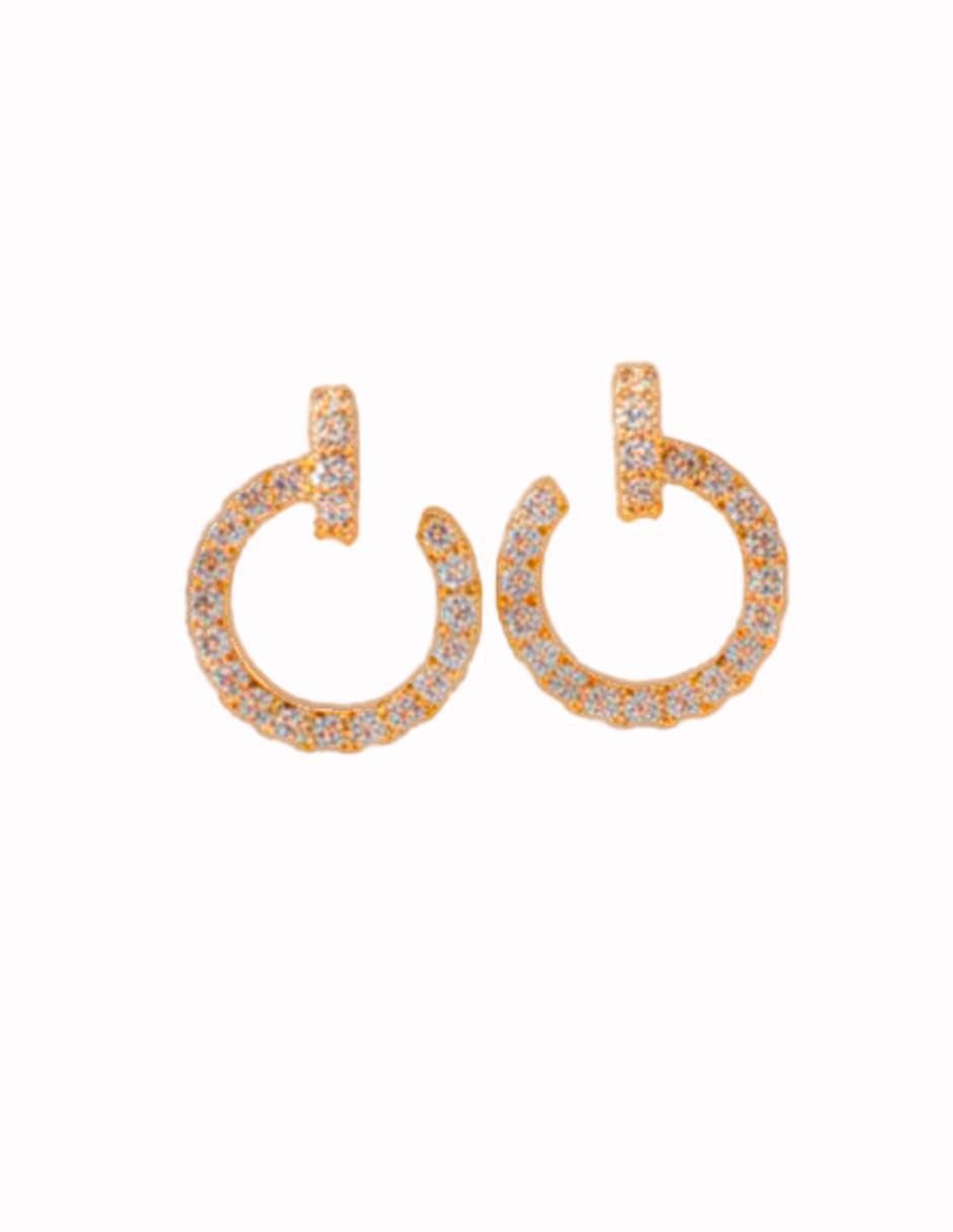 Set de aretes de oro laminado 10 K con acabado brillante zirconia cúbica 2