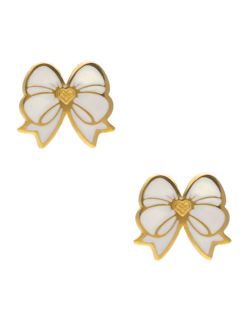 Aretes cortos de moño con acabado brillante