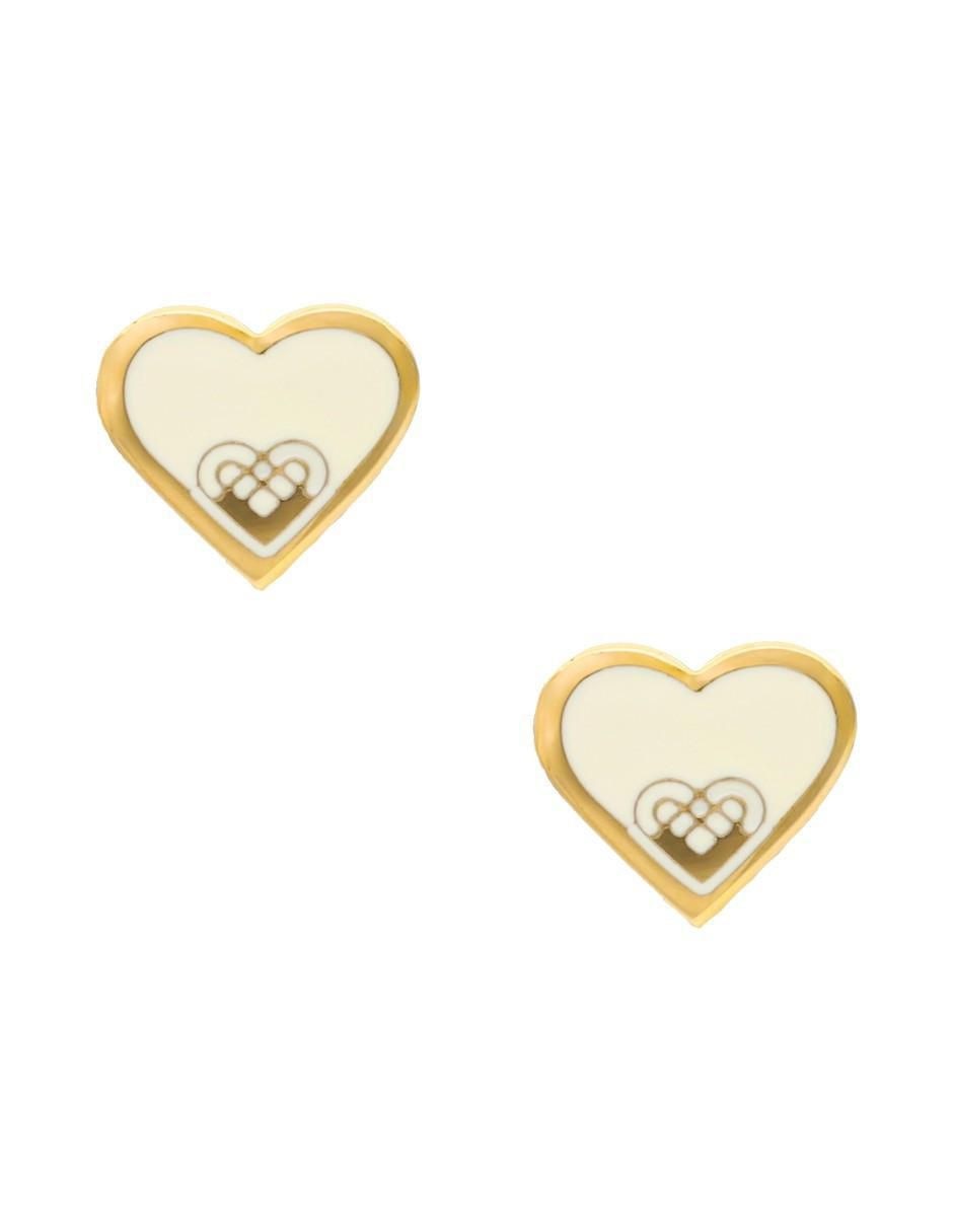 Aretes cortos de corazón con acabado brillante