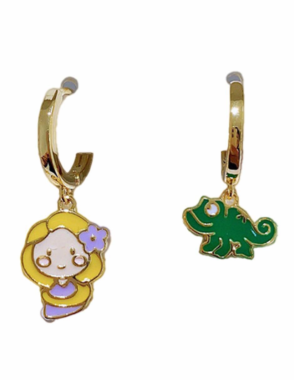 Set de aretes Rapunzel de oro laminado 10 K con acabado brillante zirconia cúbica 3