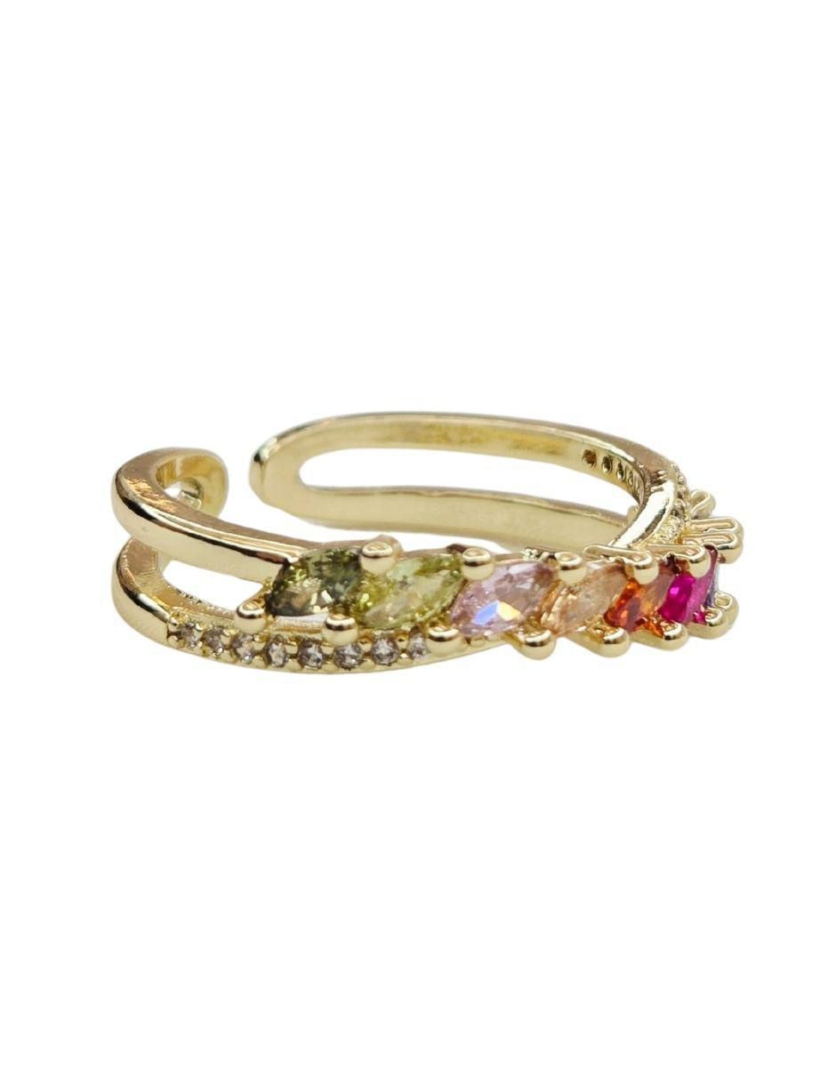 Anillo Aura acabado baño de oro 18 K zirconia 2