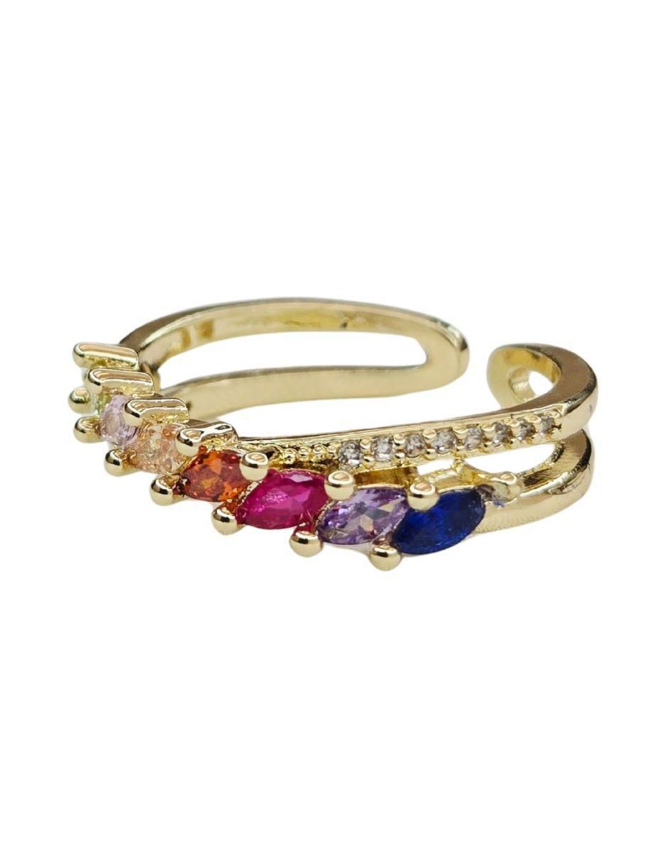 Anillo Aura acabado baño de oro 18 K zirconia 4