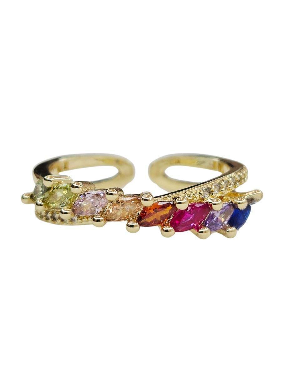 Anillo Aura acabado baño de oro 18 K zirconia 5