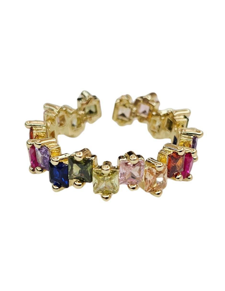 Anillo 18 k de oro zirconia baño de oro