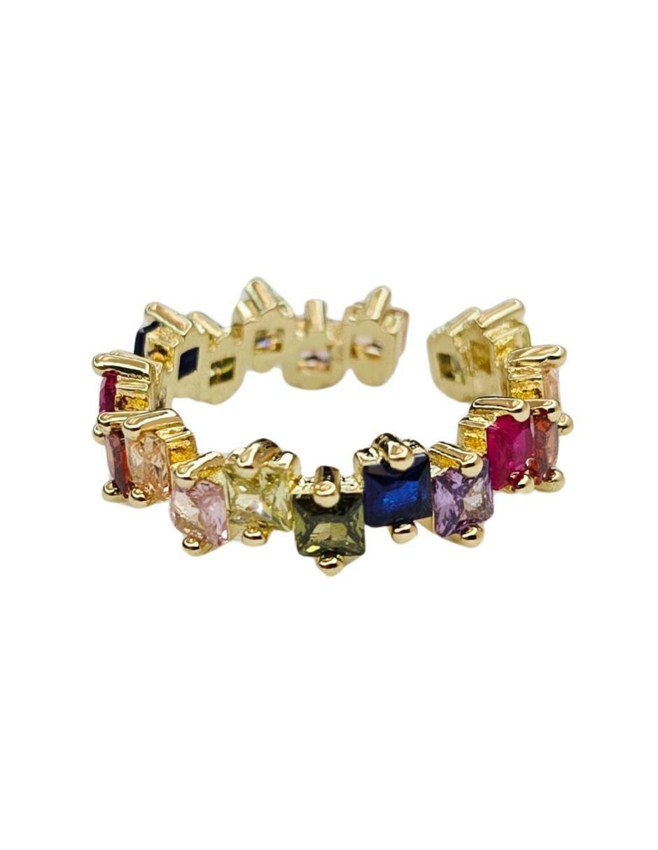Anillo 18 k de oro zirconia baño de oro 4