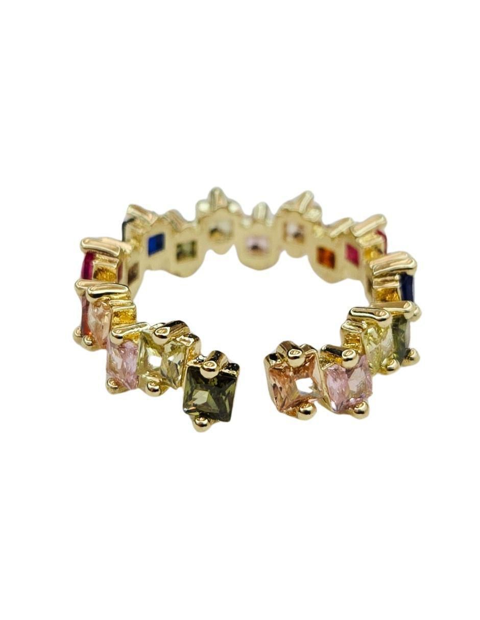 Anillo 18 k de oro zirconia baño de oro 5