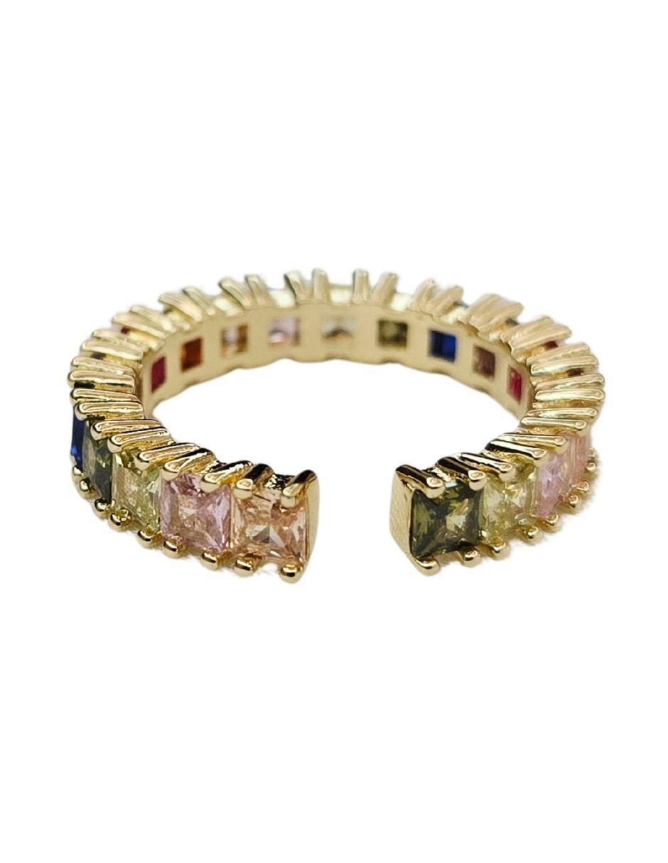 Anillo 18 k de oro zirconia baño de oro 3