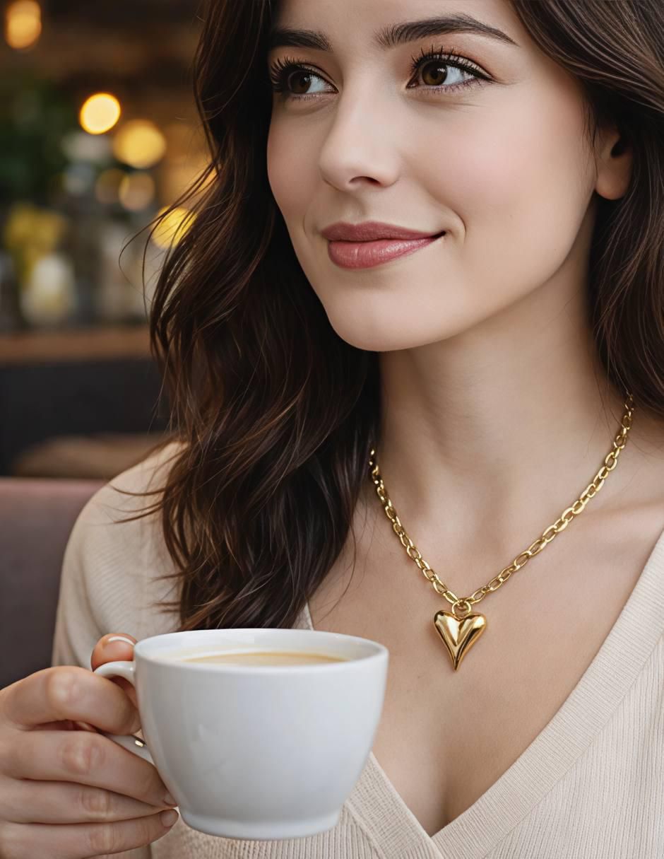 Collar con dije de corazón 18 K 6