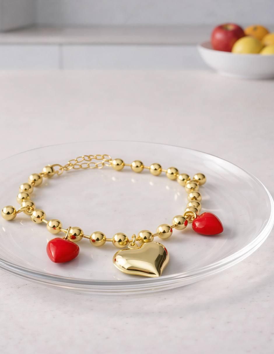 Pulsera 18 K Encanto acabado baño de oro 2