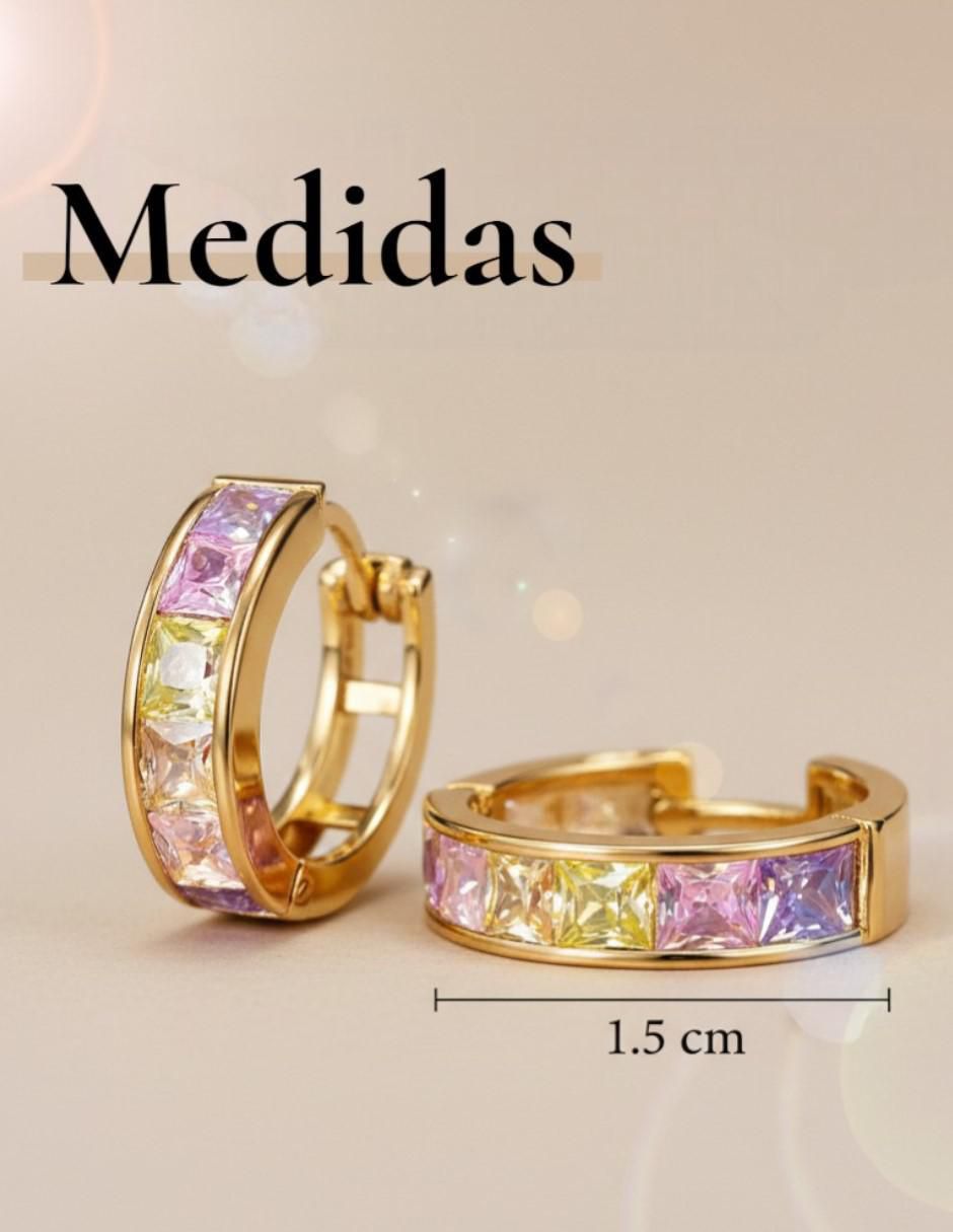 Huggies de oro laminado 14 k con acabado chapa de oro zirconia cúbica 7