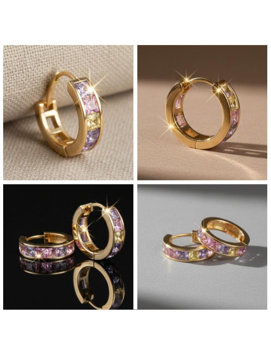 Huggies de oro laminado 14 k con acabado chapa de oro zirconia cúbica 5