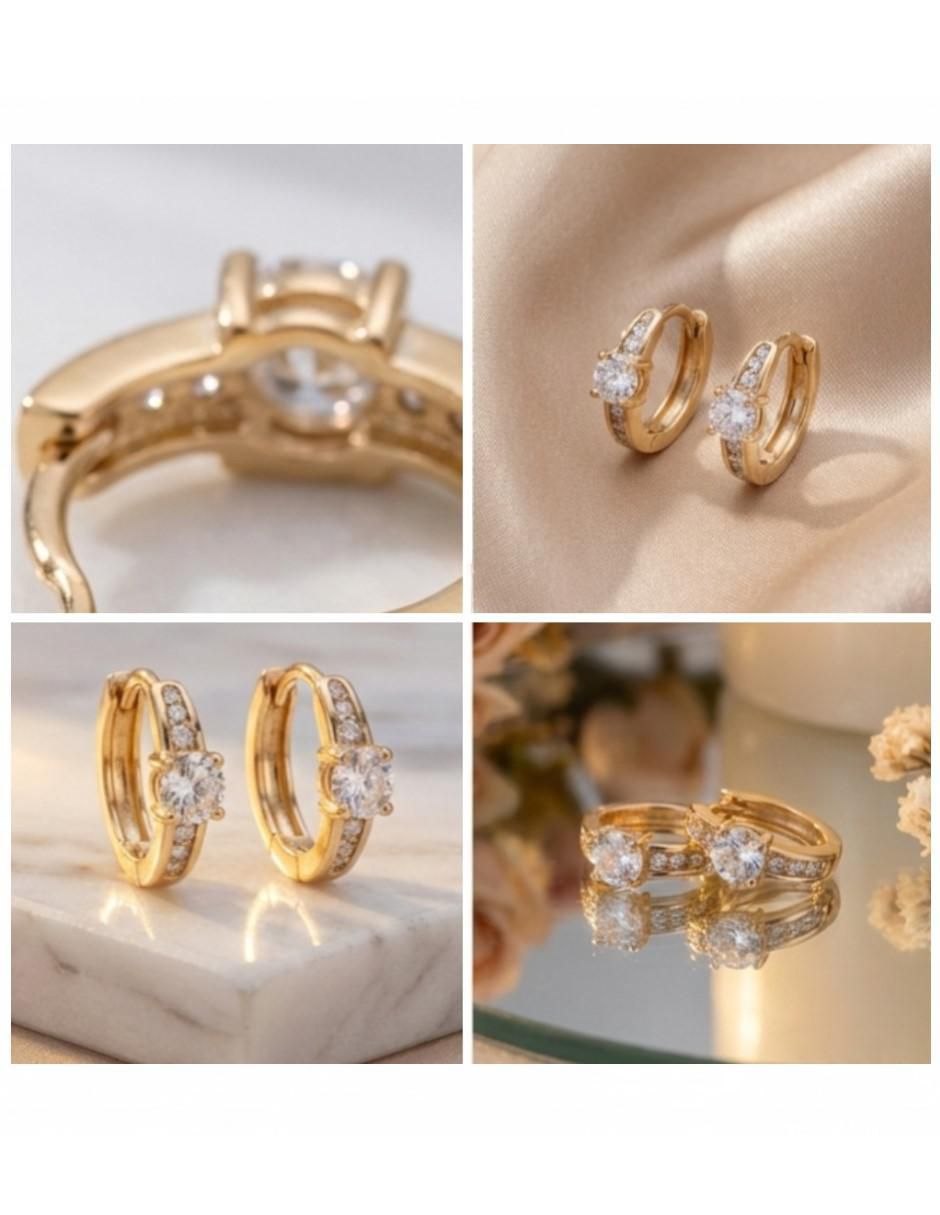 Huggies de oro laminado 14 k con acabado chapa de oro zirconia cúbica 4